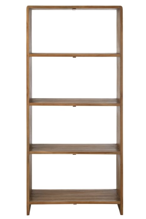 Estantería biblioteca nórdica en madera de teca reciclada natural.