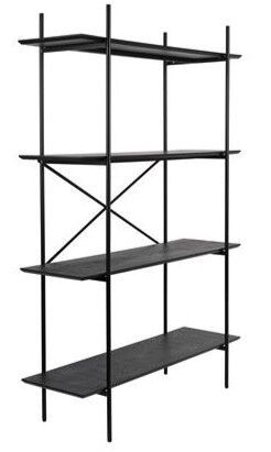 Estantería Diseño Negro Metal, 120 Cm