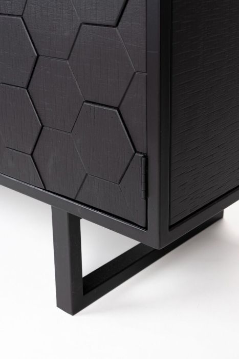 Aparador Alto Hexágono Madera Pino Negro, 140 Cm