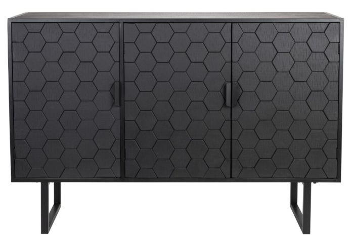Aparador Alto Hexágono Madera Pino Negro, 140 Cm