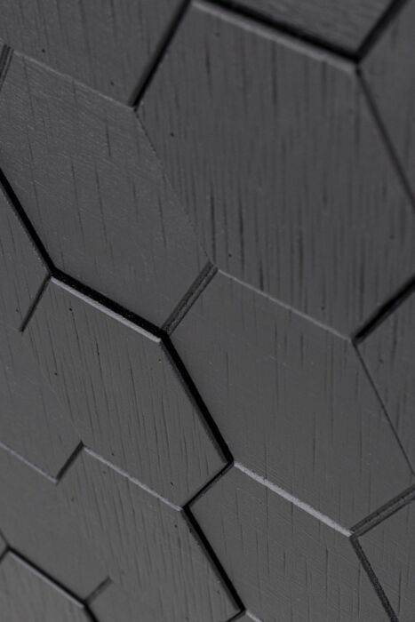 Aparador Alto Hexágono Madera Pino Negro, 140 Cm