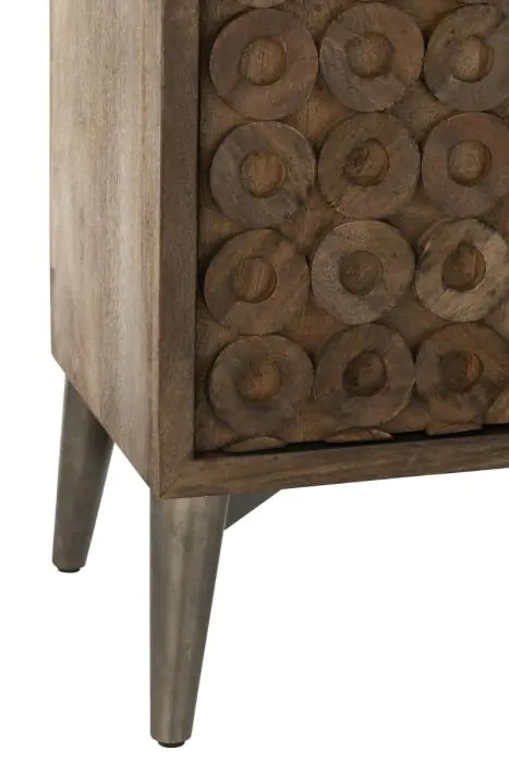 Aparador 2 Puertas Tallado Círculos Madera Mango, 90 Cm