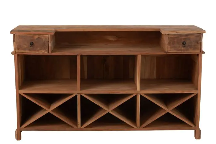 Barra 2 Cajones Madera Reciclada Natural, 180 Cm