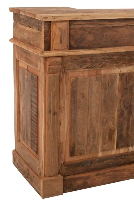 Barra 2 Cajones Madera Reciclada Natural, 180 Cm