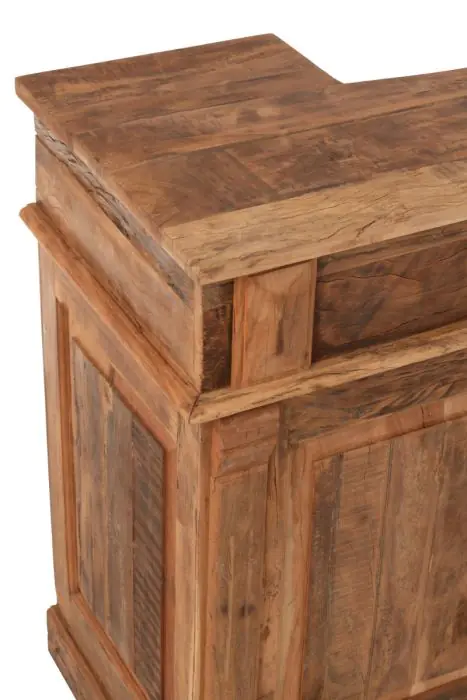 Barra 2 Cajones Madera Reciclada Natural, 180 Cm