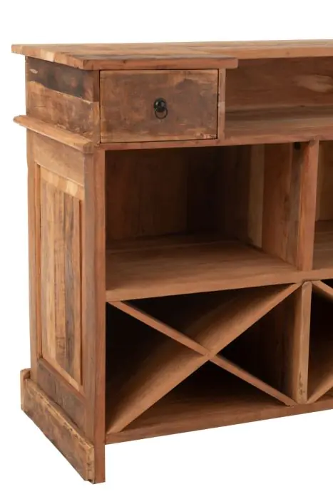 Barra 2 Cajones Madera Reciclada Natural, 180 Cm
