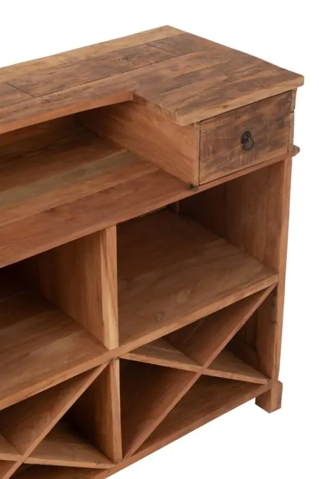 Barra 2 Cajones Madera Reciclada Natural, 180 Cm
