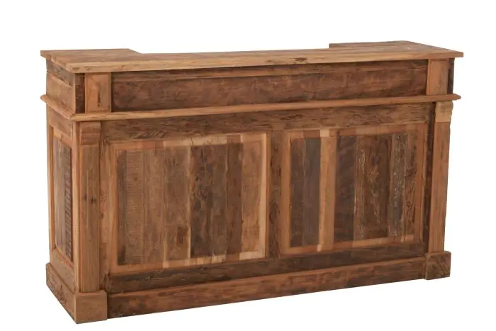 Barra 2 Cajones Madera Reciclada Natural, 180 Cm