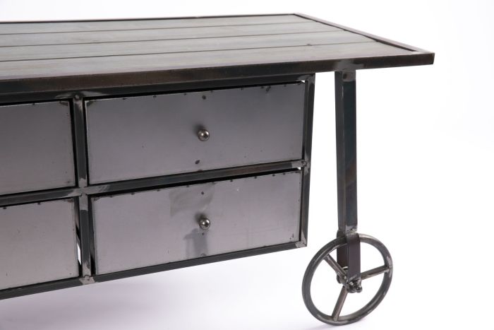 Mesa Centro Ruedas hierro industrial, 120 Cm