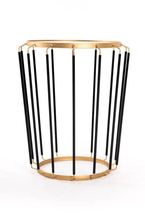 Mesa auxiliar Mid century Hierro y Cristal Negro, Yoki