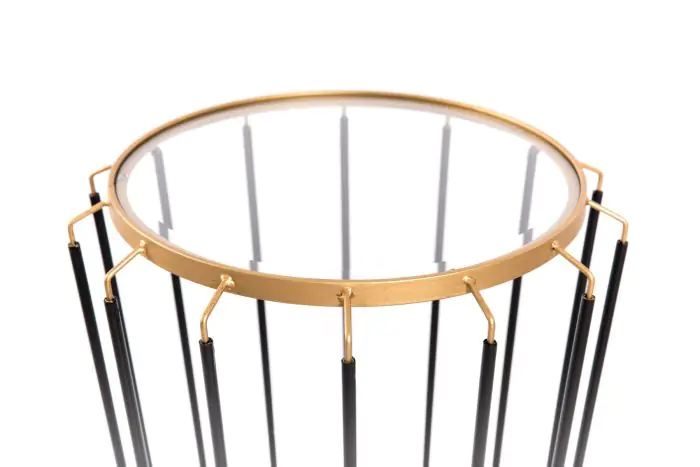 Mesa auxiliar Mid century Hierro y Cristal Negro, Yoki