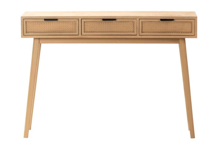 Consola 3 Cajones Tropical Nórdica Ratán Madera Pino, 106 Cm