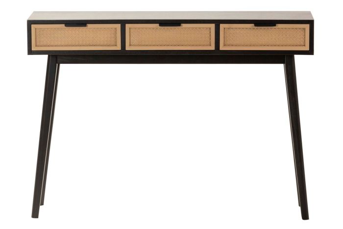 Consola 3 Cajones Nórdica Tropical Ratán Madera Pino, 106 Cm