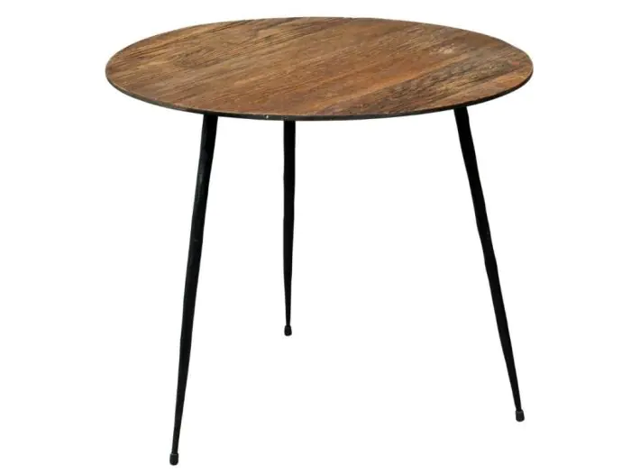 Mesa Auxiliar Pepper Tablero Roble Patas Metal Negro