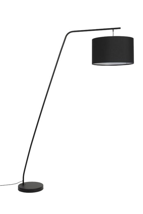 Lámpara de pie inclinada nórdica en metal negro.