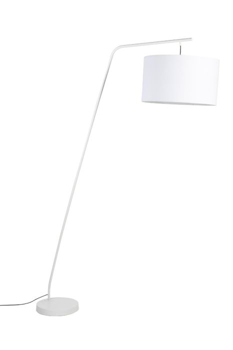 Lámpara de pie inclinada nórdica en metal blanco.