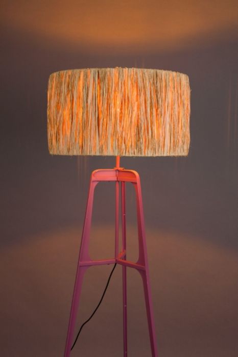 Lámpara de Pie Ratán Metal Rosa, 48 Cm