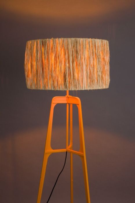 Lámpara de Pie Ratán Metal Naranja, 48 Cm