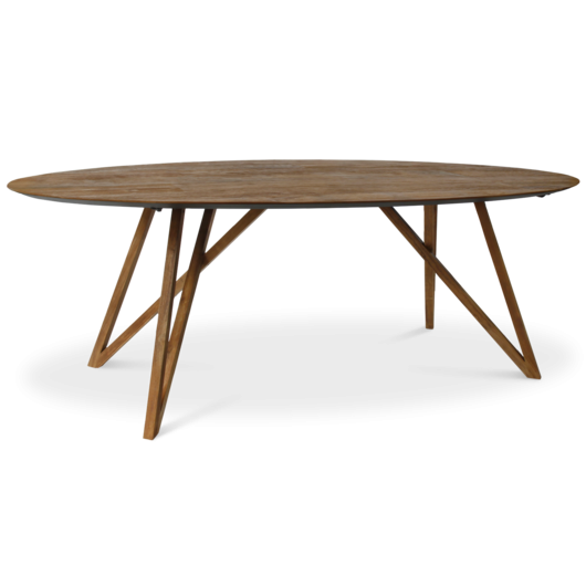 Mesa Comedor Ovalada Madera Teca Reciclada, 220 Cm