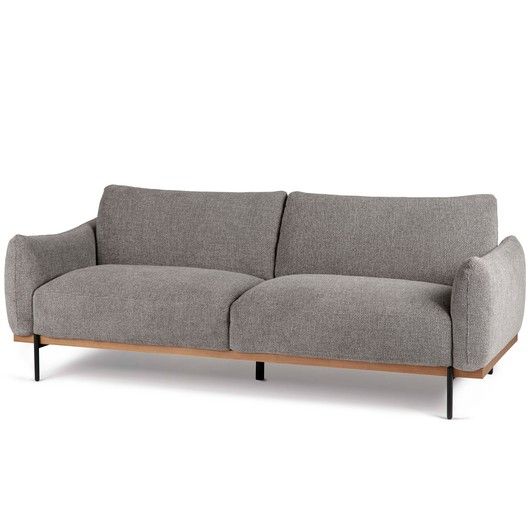 Sofá Lyon 3 Plazas Gris Madera Mindi Salón, 225 Cm