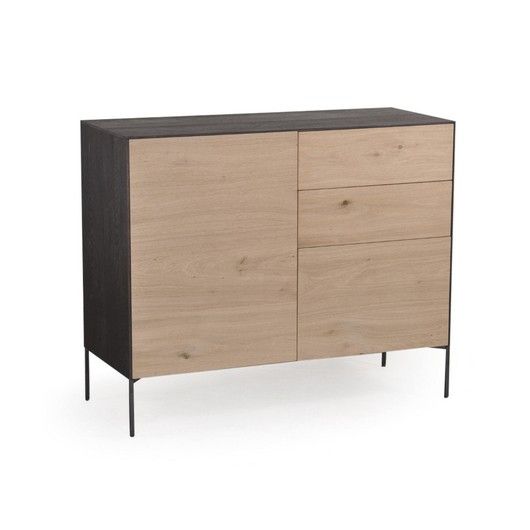 Aparador Viok Diseño Moderno Madera Roble Ebonizado Hierro,112 Cm 