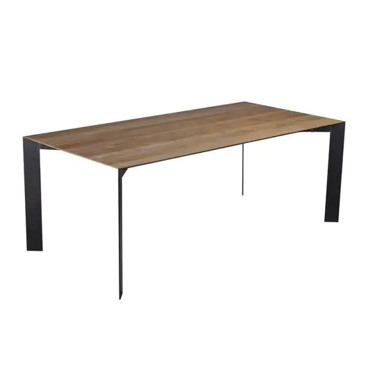 Mesa Comedor Moderna Fusion Madera Teca Reciclada Acero Lacado, 200 Cm