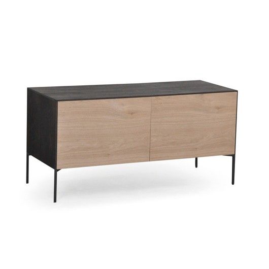Mueble TV Viok Madera Roble Chapado Acero Lacado, 112 Cm