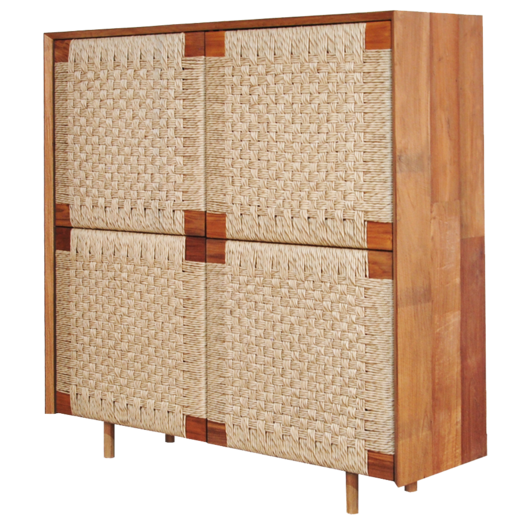 Armario Étnico Tropical Viro Trenzado Madera Teca, 128 Cm