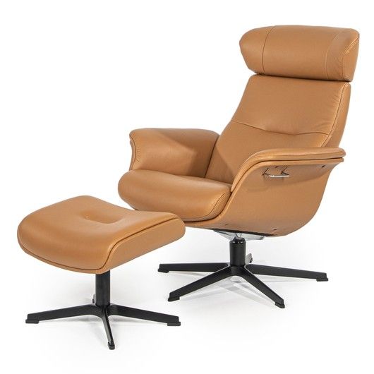 Sillón Relax Piel Ocre Aluminio, 80 Cm