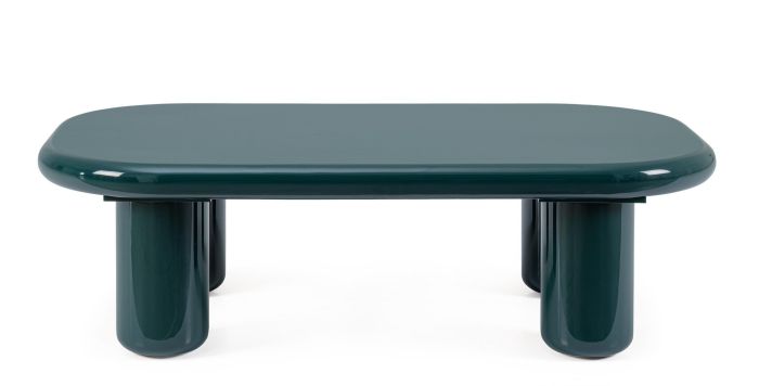 Mesa de centro diseño moderno en dm azul oscuro brillante.