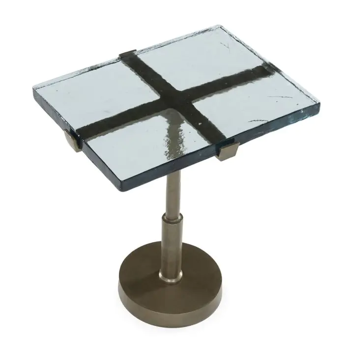 Mesa Auxiliar 41x31x47 Vidrio/Metal -- Transparente/Dorado Antique
