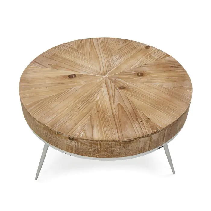Mesa Centro Madera Metal Blanco/Decapado, 80 Cm