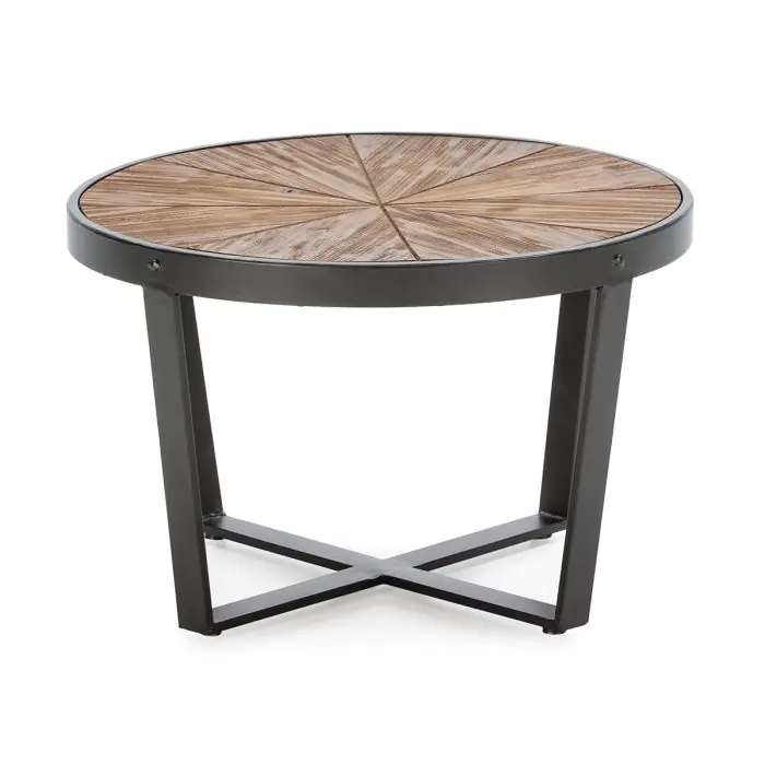 Mesa Auxiliar Madera Marrón Hierro Negro