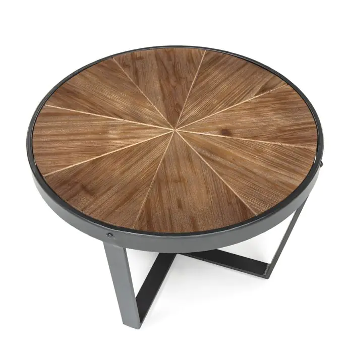 Mesa Auxiliar Madera Marrón Hierro Negro
