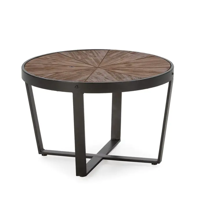 Mesa Auxiliar Madera Marrón Hierro Negro