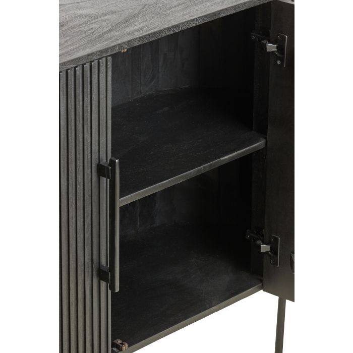 Aparador Curvo Madera Mango Acero Negro Mate, 140 Cm