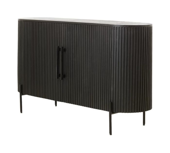 Aparador Curvo Madera Mango Acero Negro Mate, 140 Cm