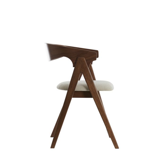 Silla Comedor Tapizado Beige Madera Caucho, 53'5 Cm