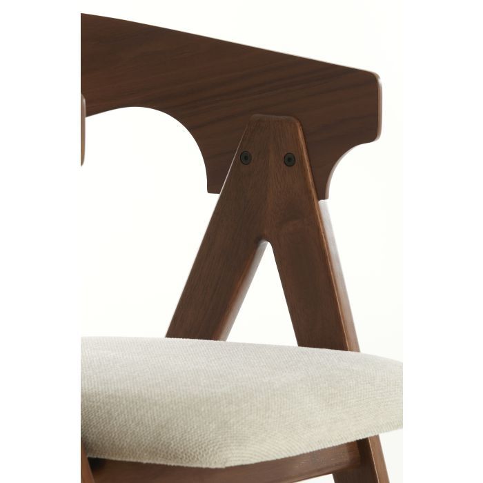 Silla Comedor Tapizado Beige Madera Caucho, 53'5 Cm