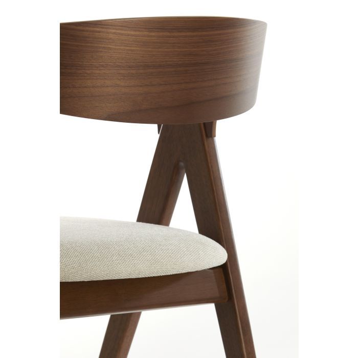 Silla Comedor Tapizado Beige Madera Caucho, 53'5 Cm