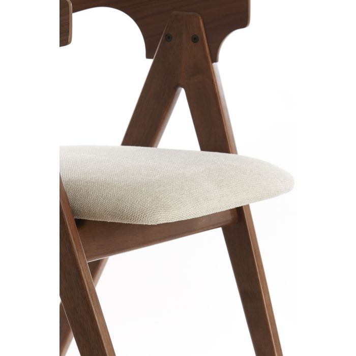 Silla Comedor Tapizado Beige Madera Caucho, 53'5 Cm