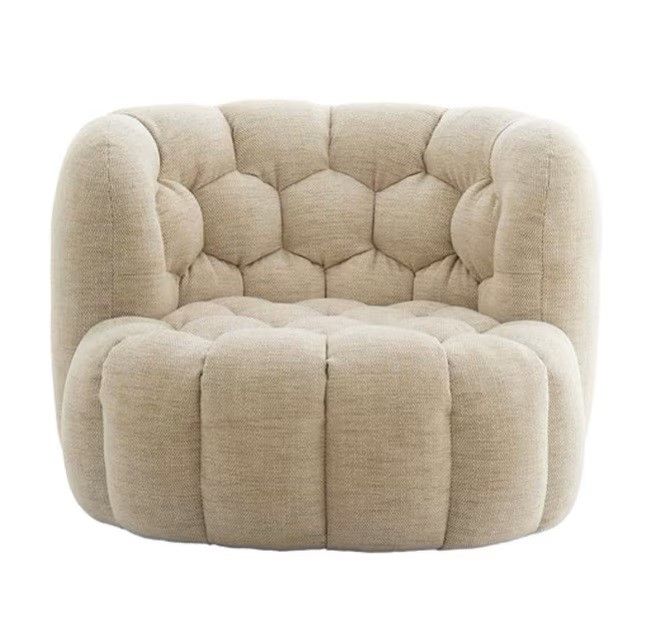Sillón Giratorio Tapizado Tela Color Crema, 100 Cm