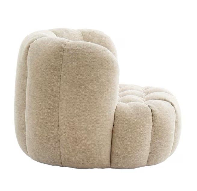 Sillón Giratorio Tapizado Tela Color Crema, 100 Cm
