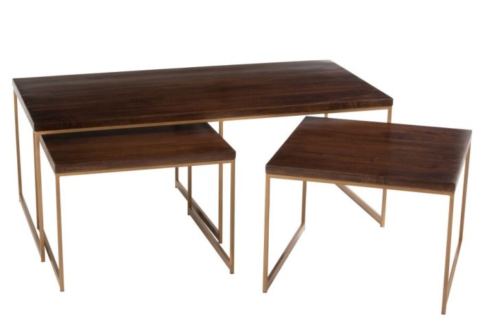 Set 3 Mesas Centro Rafi Estilo Art Decó Diseño Mid Century, 120 Cm