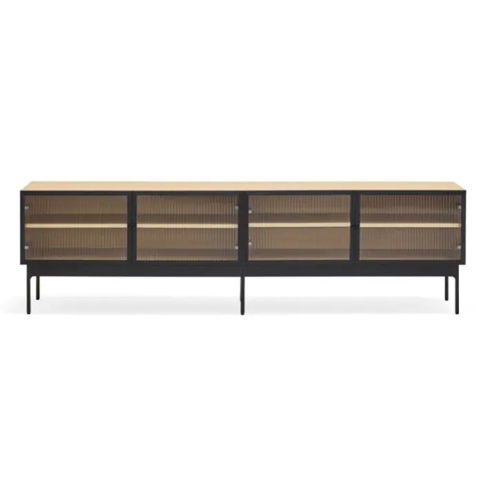 Mueble  De Televisión Diseño Natural Negro, 180 cm