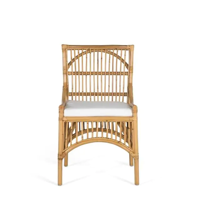 Set 2 Sillas Ratán Natural Tejido Blanco, 92 Cm