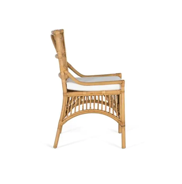 Set 2 Sillas Ratán Natural Tejido Blanco, 92 Cm