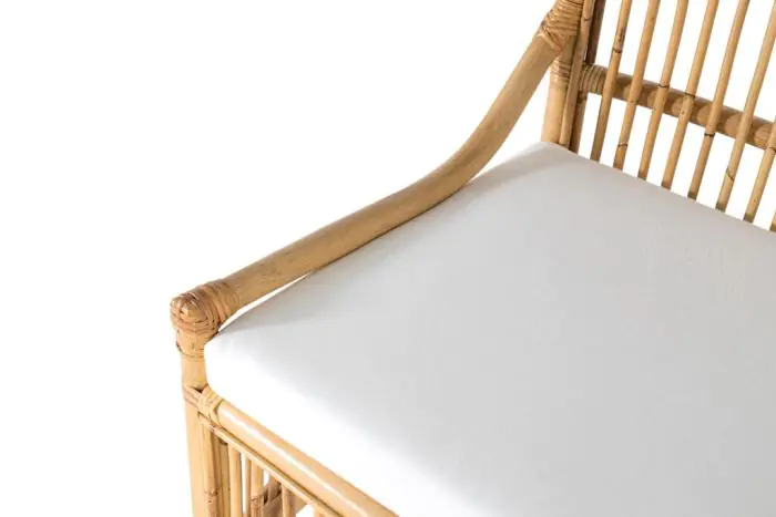 Set 2 Sillas Ratán Natural Tejido Blanco, 92 Cm