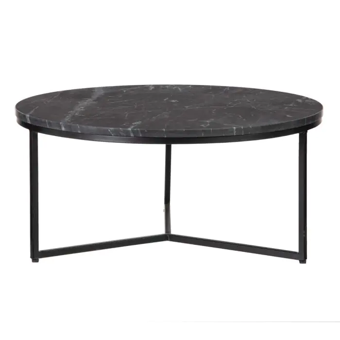 MESA CENTRO Mármol Negro Metal