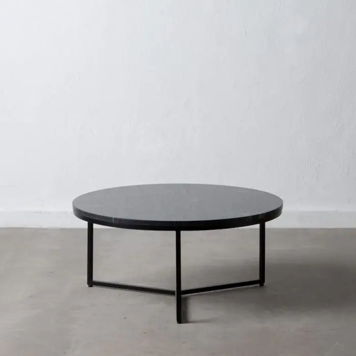 MESA CENTRO Mármol Negro Metal